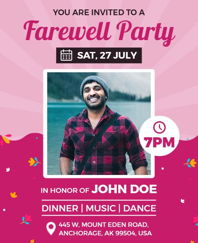 Farewell Party Invitation with Dinner and Dance Flyer Template