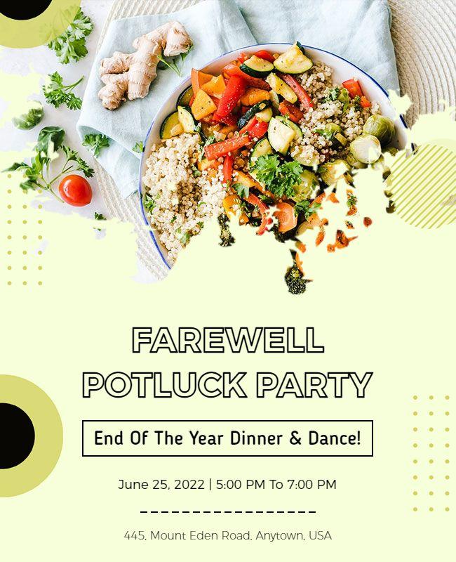 Farewell Potluck Party Dinner and Dance Flyer Template