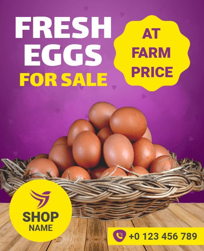 Vibrant Purple Fresh Eggs Sale at Farm Price Flyer Template