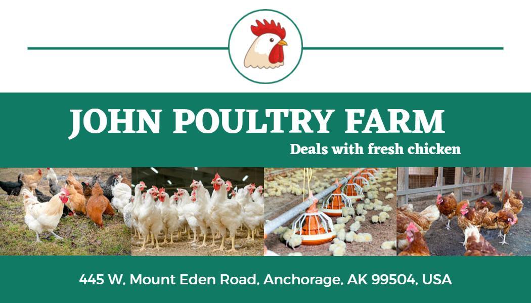 Farm Fresh Green Poultry Business Card Template