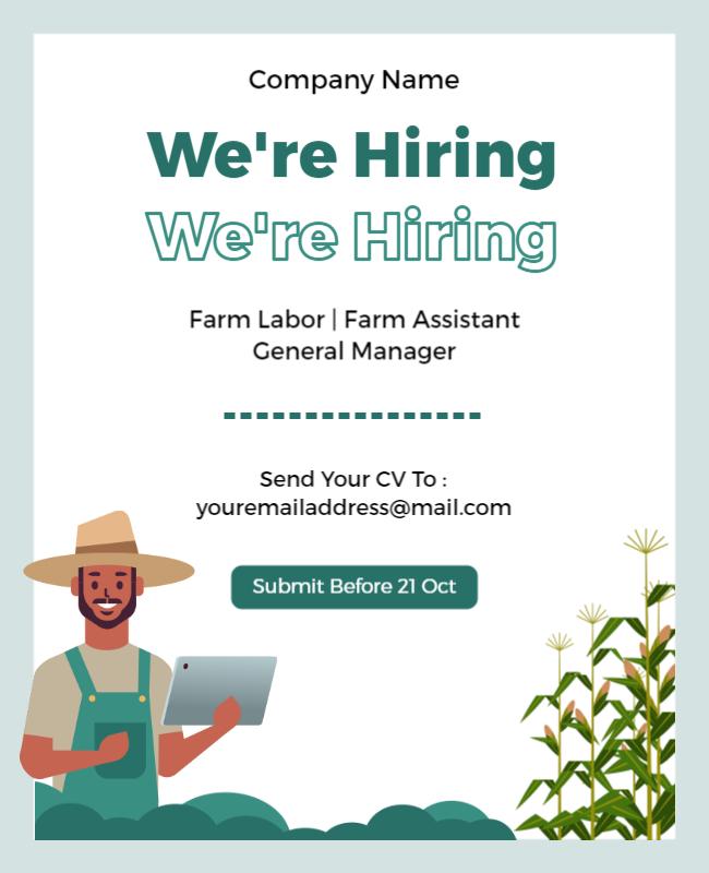 Farm Job Hiring Announcement Flyer Template