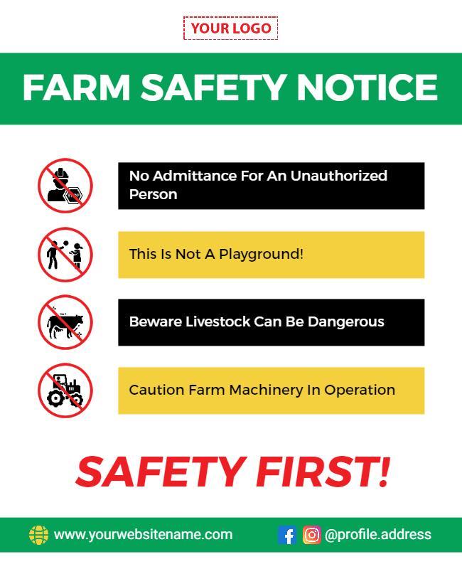 Farm Safety Awareness Notice Flyer Template