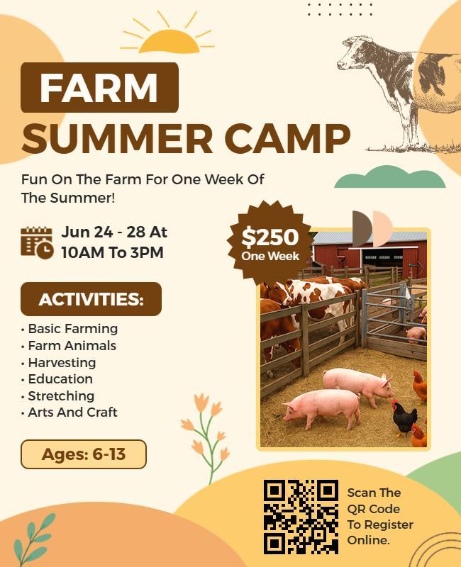 Farm Summer Camp Activities Flyer Template