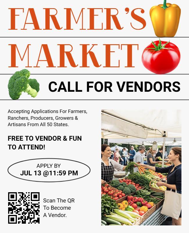 Farmers Market Vendor Call Flyer Template