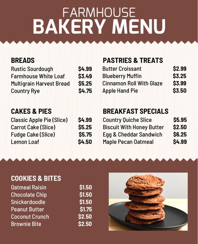 Farmhouse Bakery Menu Flyer Template