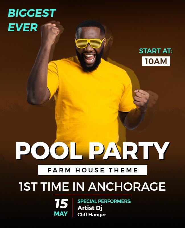 Farmhouse Theme Pool Party Flyer Template