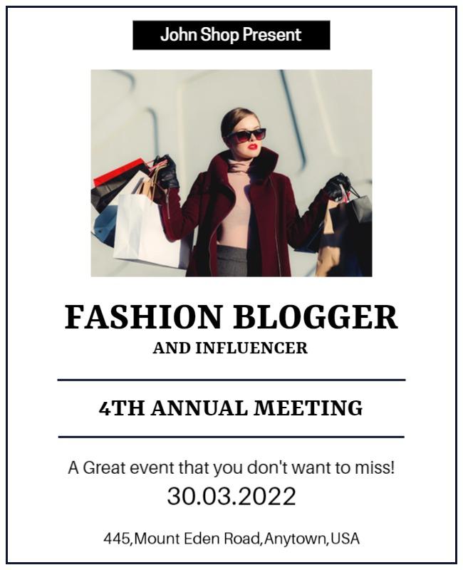 Fashion Blogger Annual Meeting Announcement Flyer Template