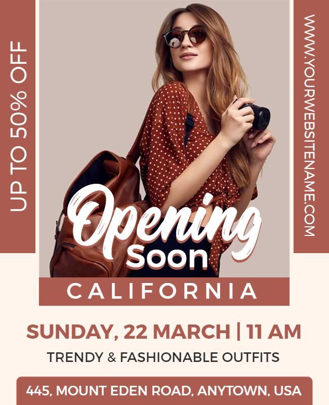 Chic Modern Fashion Boutique Opening Soon Flyer Template