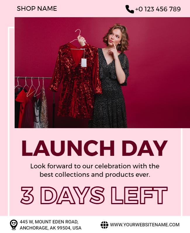 Vibrant Pink Fashion Launch Day Celebration Flyer Template