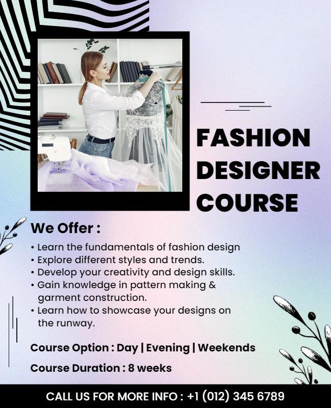 Fashion Design Course Educational Flyer Template