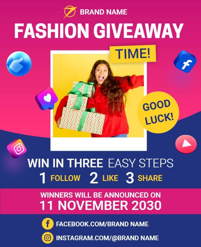 Fashion Giveaway Promotional Flyer Template