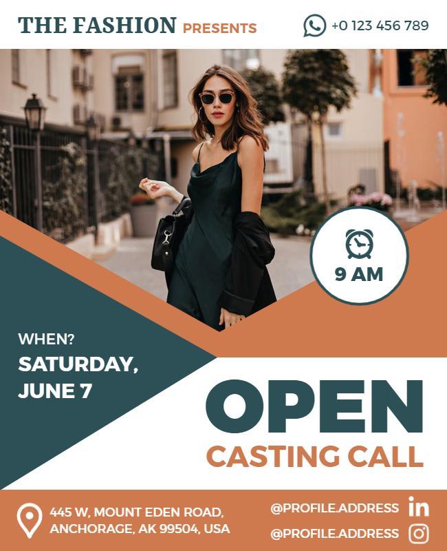 Fashion Industry Open Casting Call Flyer Template