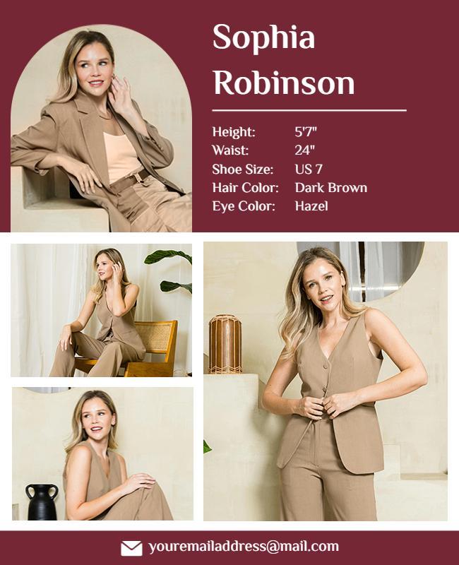 Fashion Modeling Comp Card Portfolio Flyer Template