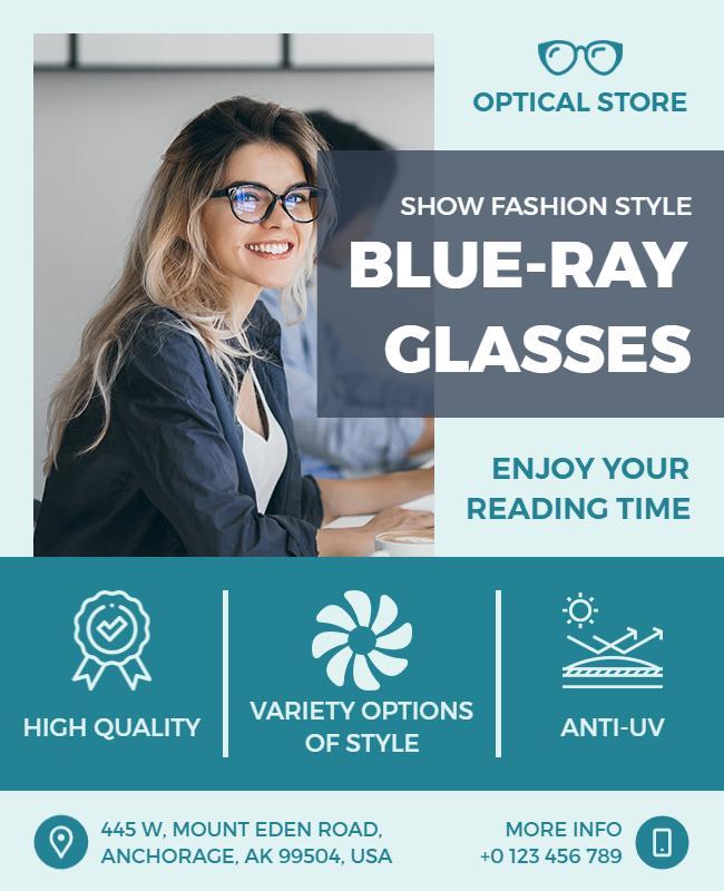 Fashion Optical Store Glasses Promotion Flyer Template