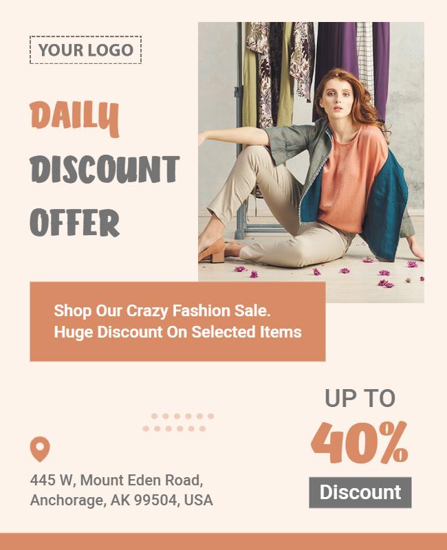 Chic Neutral Fashion Daily Discount Offer Flyer Template