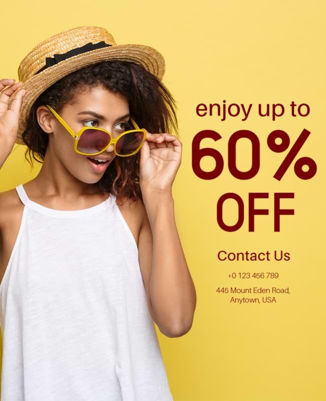 Bright Yellow Summer Discount Fashion Sale Flyer Template