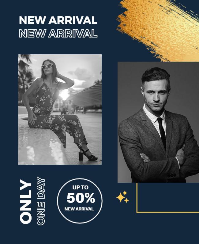 Elegant Dark Blue Fashion Discount Promotion Flyer Template