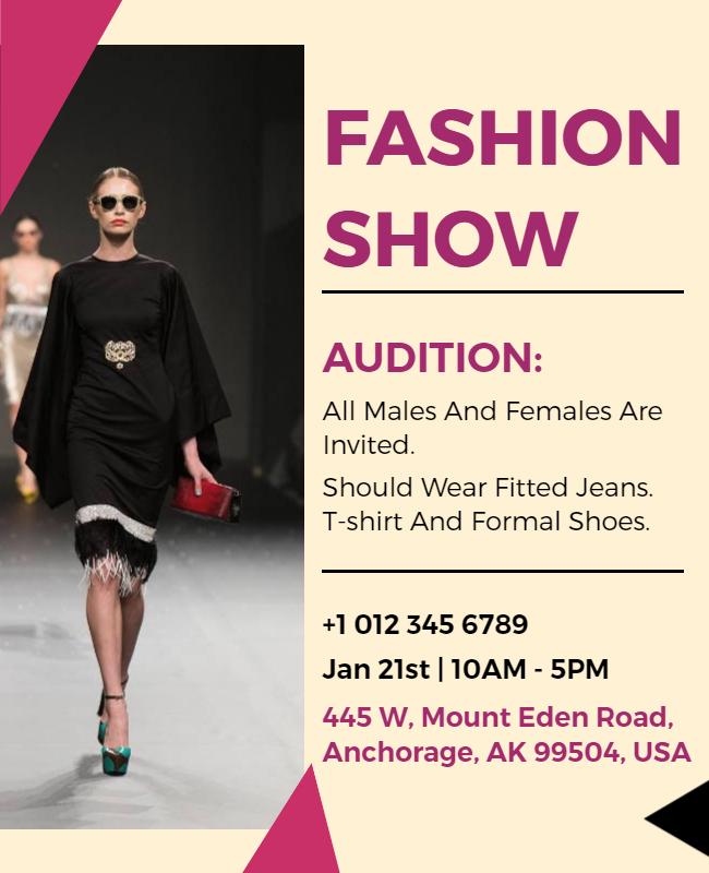 Fashion Show Audition Event Flyer Template