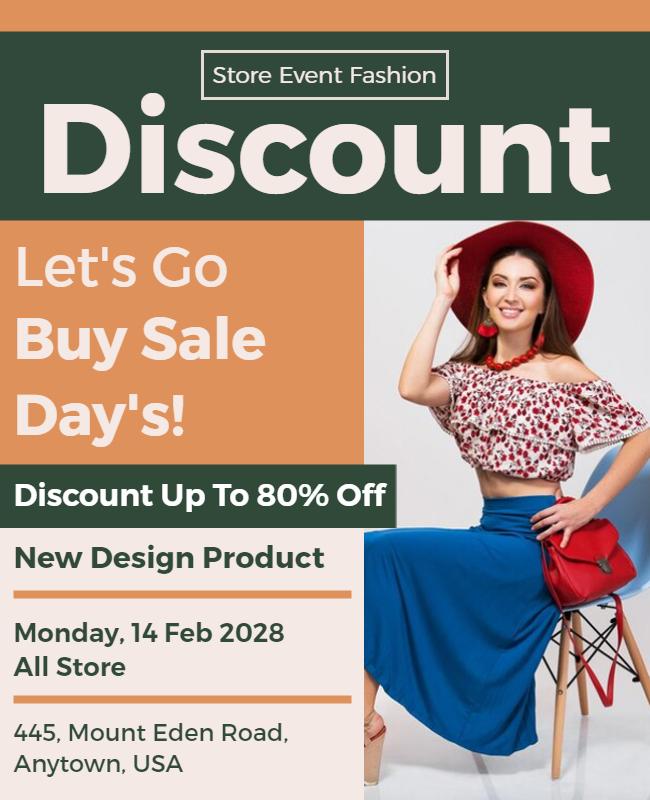 Fashion Store Discount Event Flyer Template