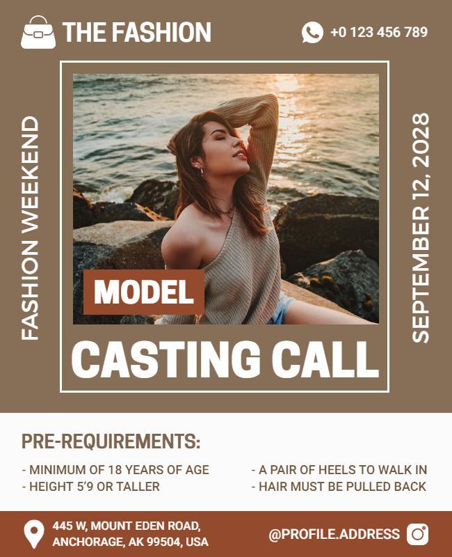 Fashion Weekend Model Casting Call Flyer Template