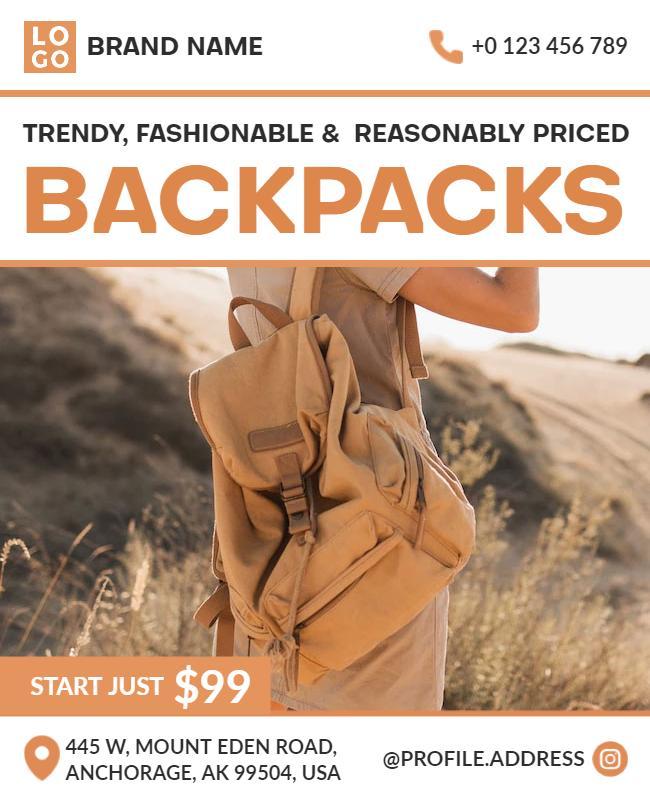 Fashionable Backpack Promotion Flyer Template