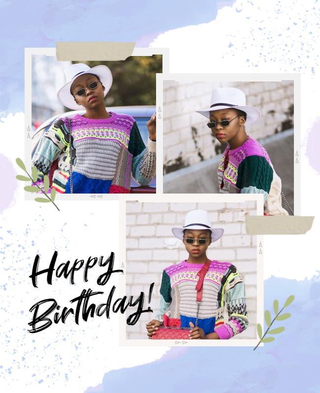 Fashionable Birthday Celebration Photo Collage Flyer Template