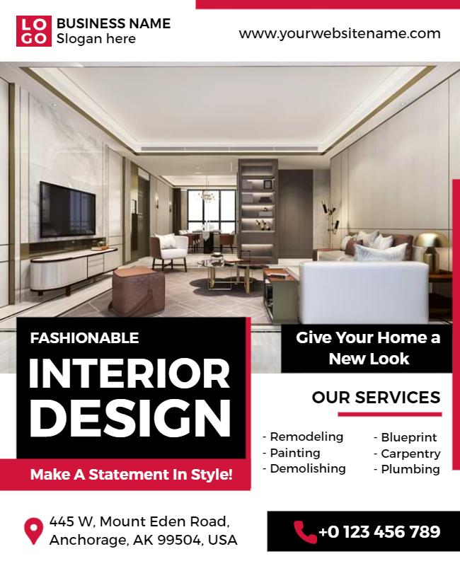 Fashionable Interior Design Services Flyer Template