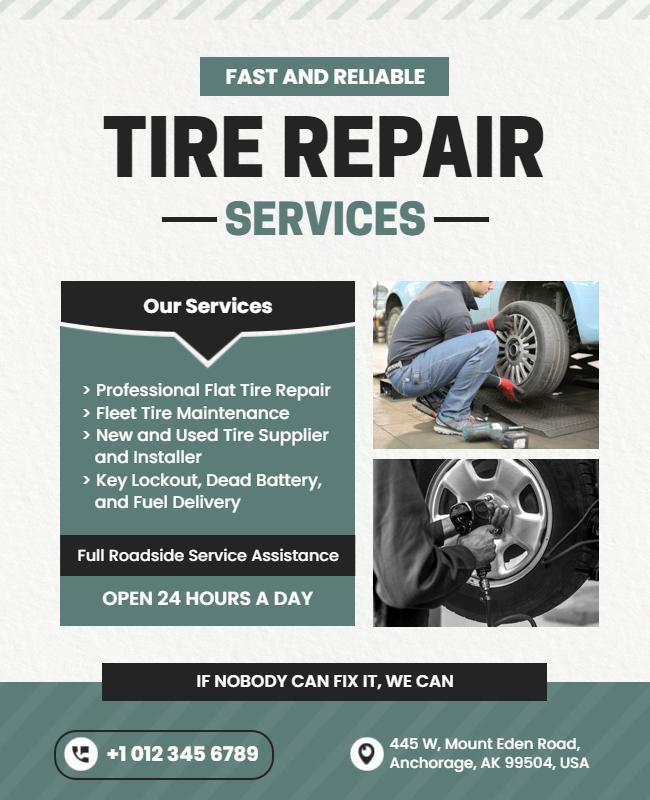 Fast and Reliable Tire Repair Services Flyer Template