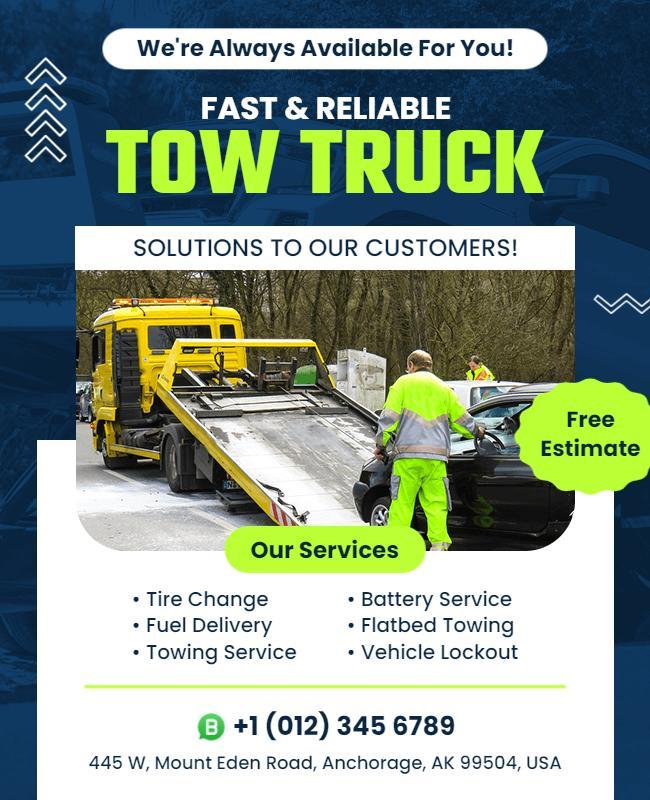 Fast and Reliable Tow Truck Service Flyer Template