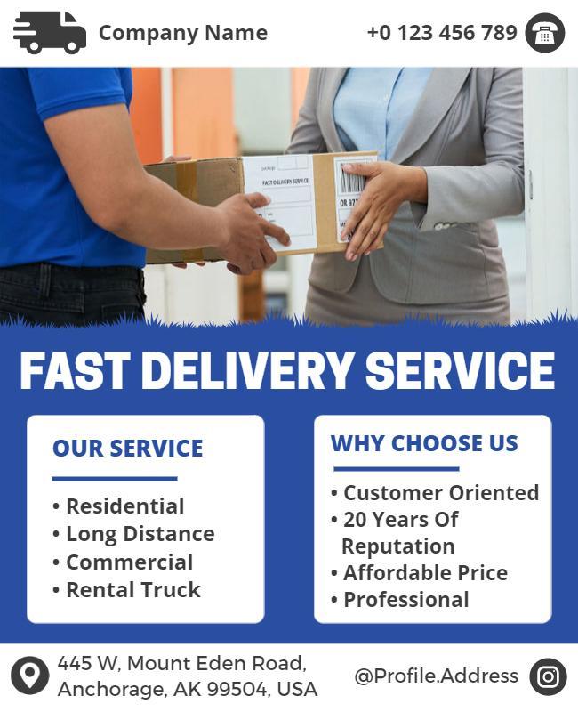 Fast Delivery Service Promotional Flyer Template