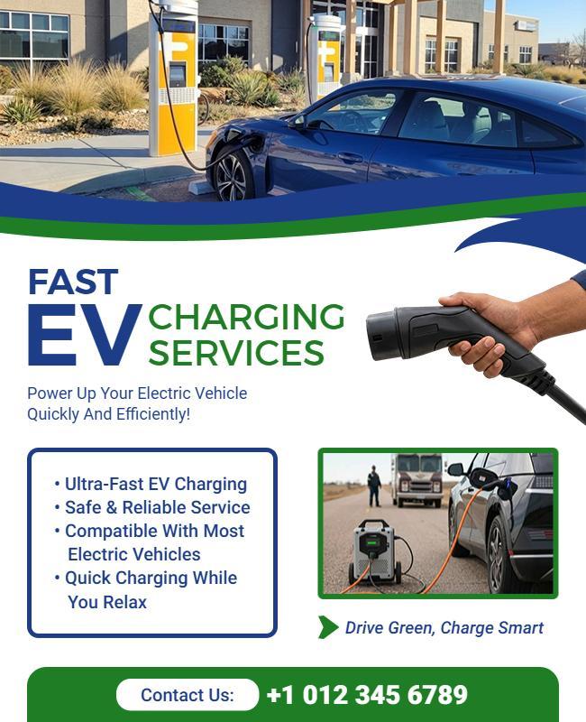Fast Electric Vehicle Charging Service Flyer Template