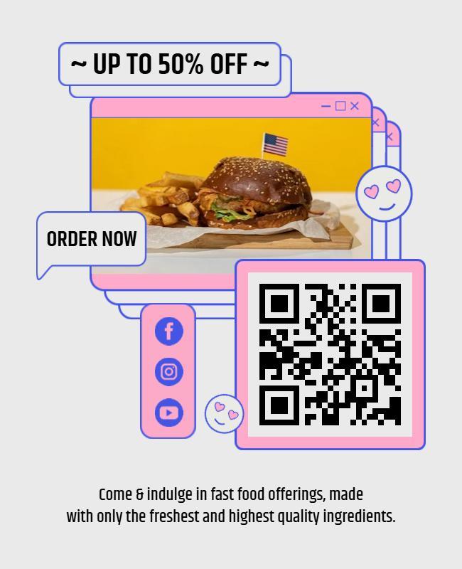 Fast Food Discount QR Code Flyer Template