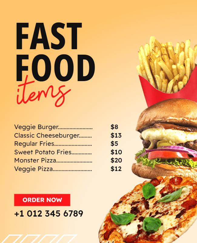 Fast Food Menu Promotion Flyer Template