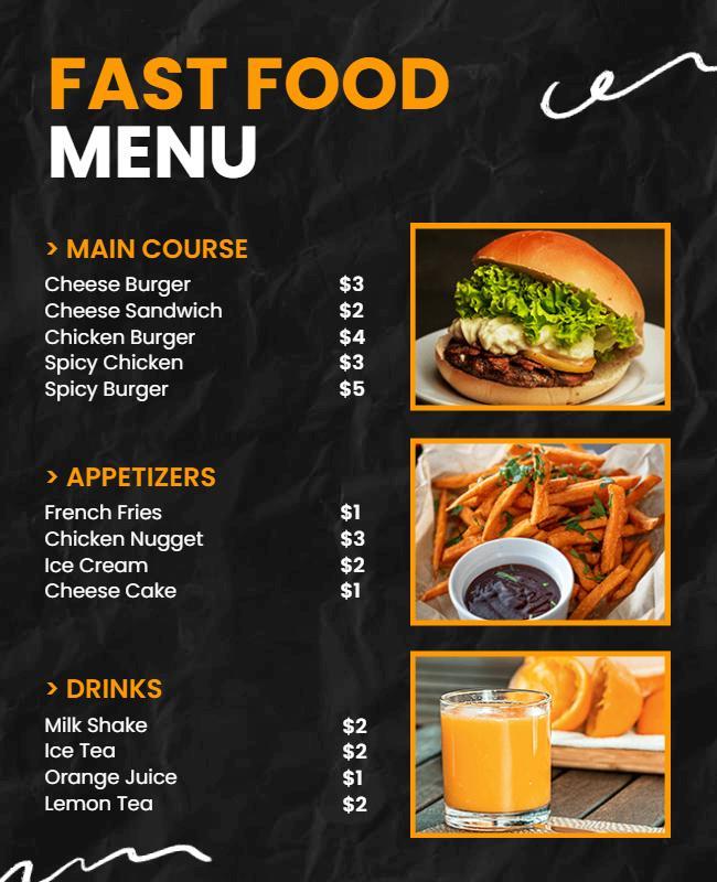 Fast Food Restaurant Menu Flyer Template