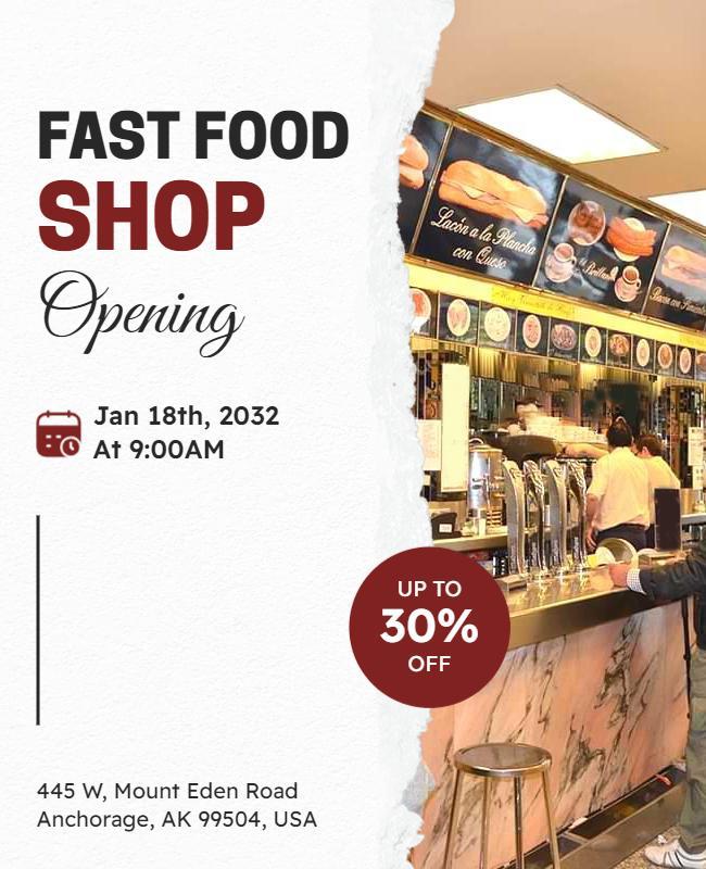 Fast Food Restaurant Opening Flyer Template