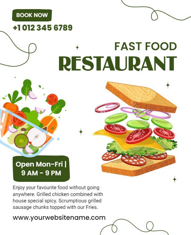 Colorful Fresh Food Fast Food Restaurant Flyer Template