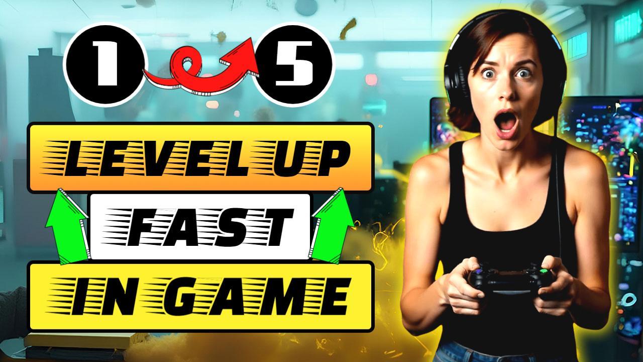 Fast Level Up Gaming Strategy YouTube Thumbnail Template