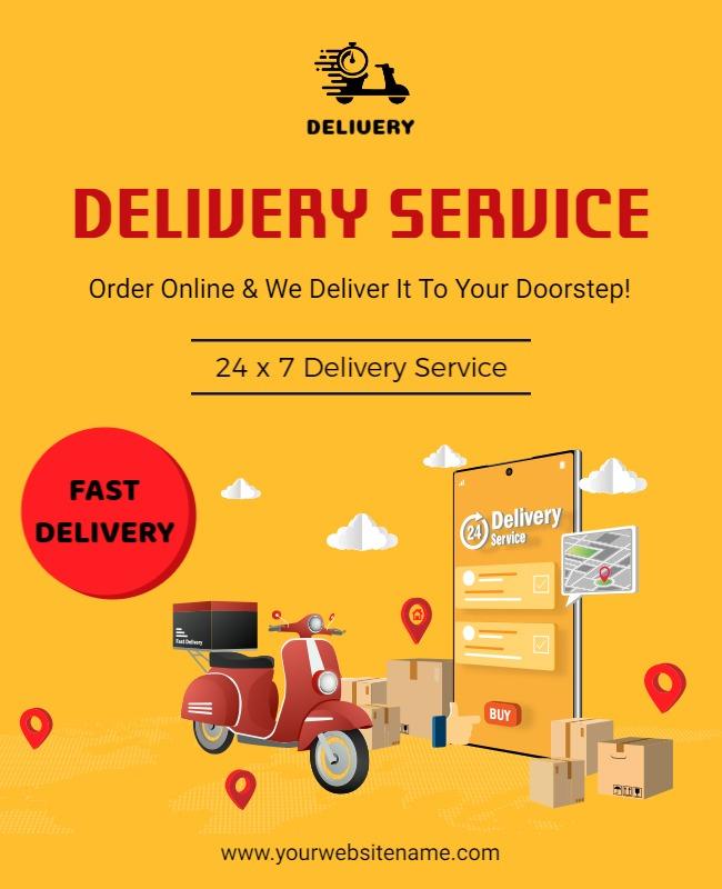 Fast Online Delivery Service Promotion Flyer Template