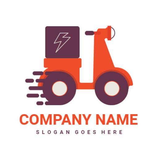 Fast Orange Scooter Delivering Packages for Courier Services Logo Template