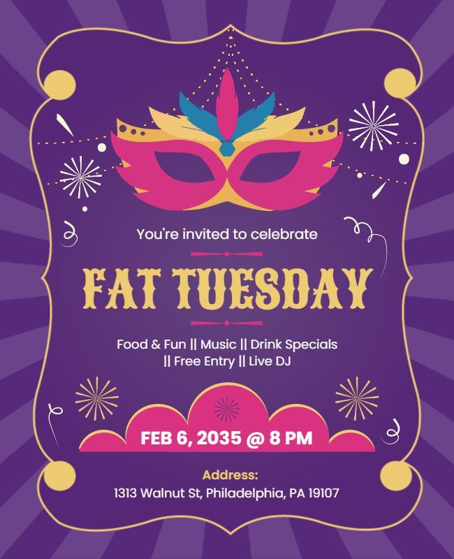 Fat Tuesday Celebration Party Flyer Template