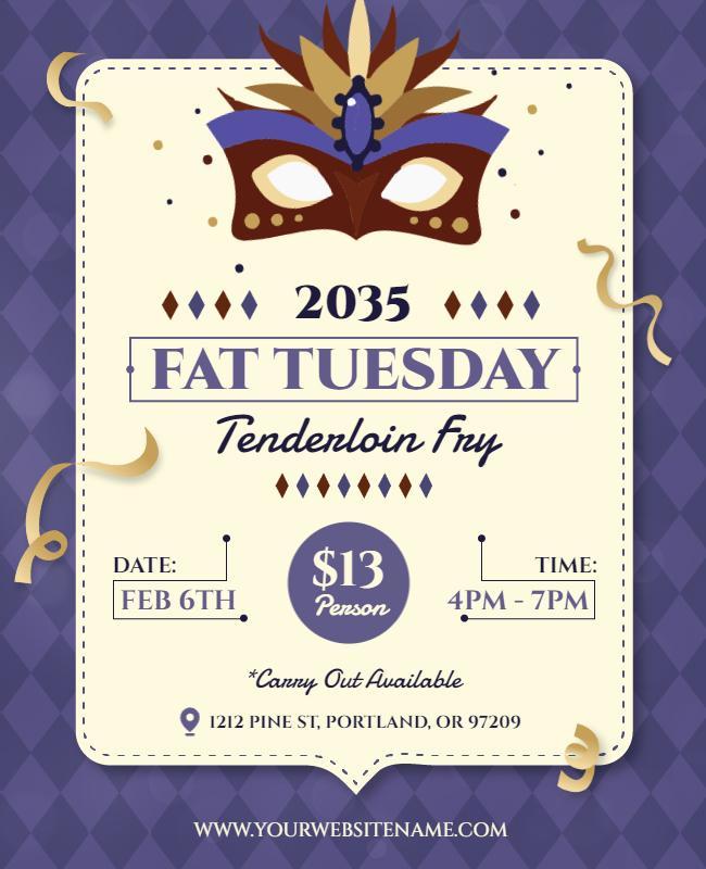 Fat Tuesday Tenderloin Fry Event Flyer Template