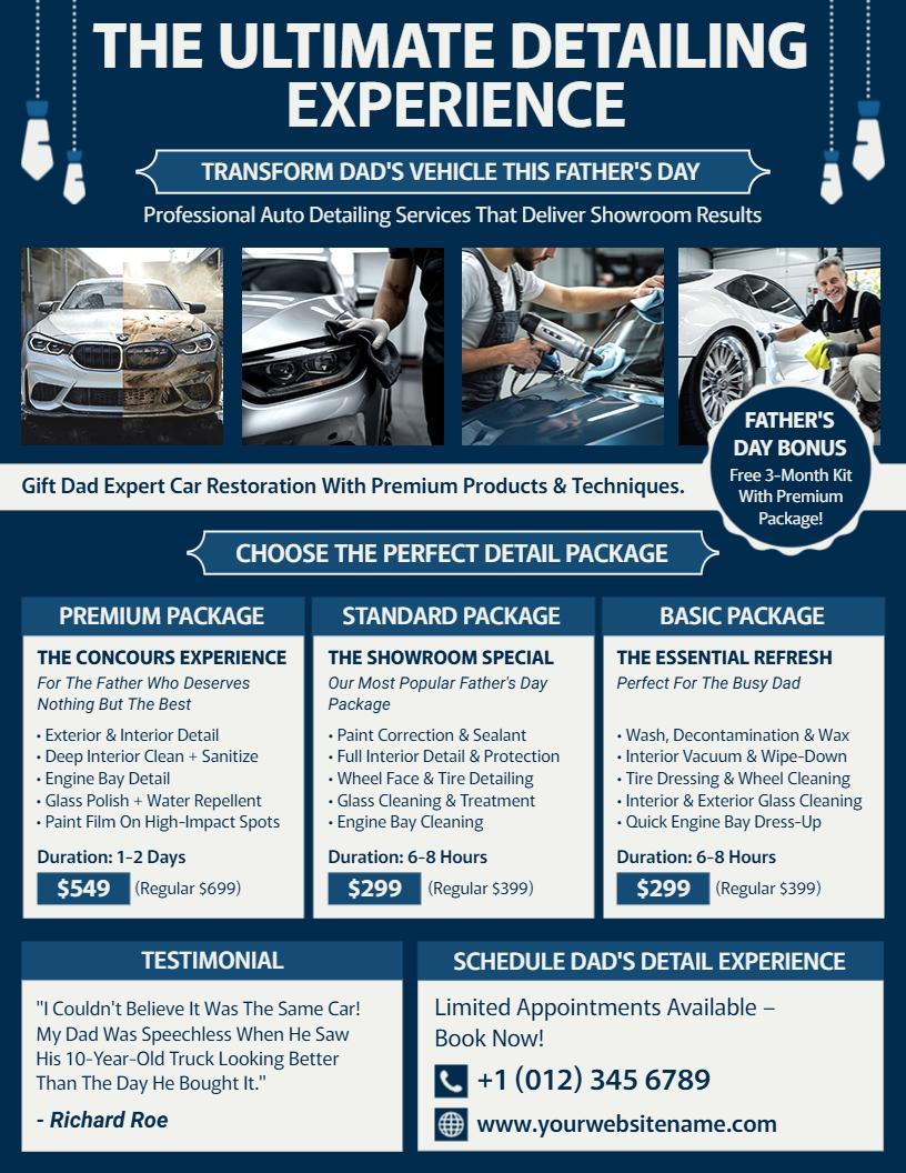father's day auto detailing flyer template