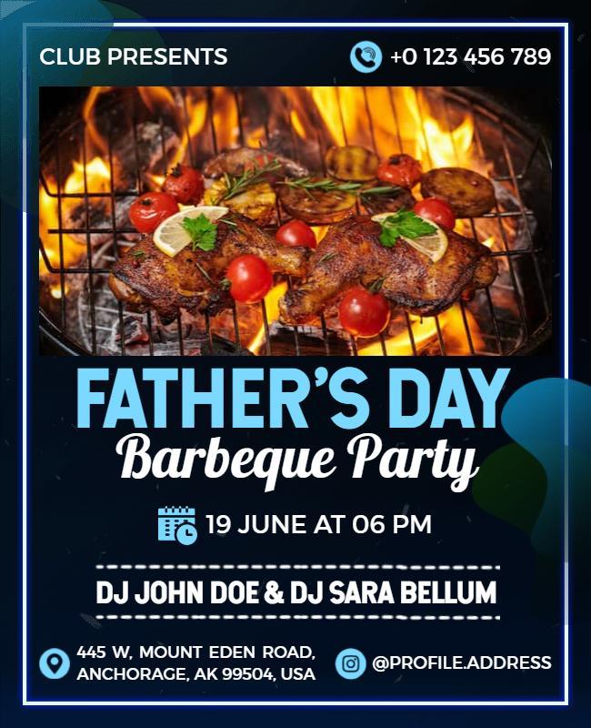 Fathers Day Barbecue Party Celebration Flyer Template