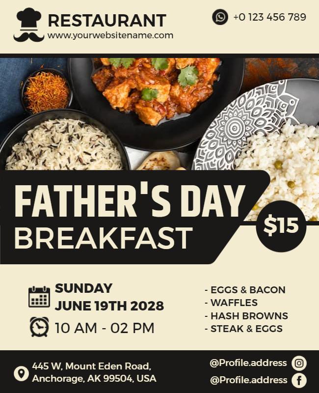 Fathers Day Breakfast Event Flyer Template