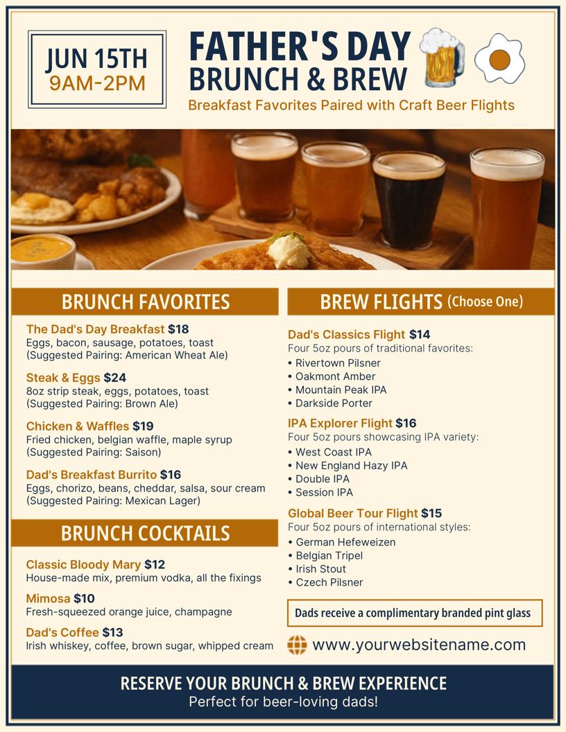 Father's Day Brunch & Brew Special Flyer Template