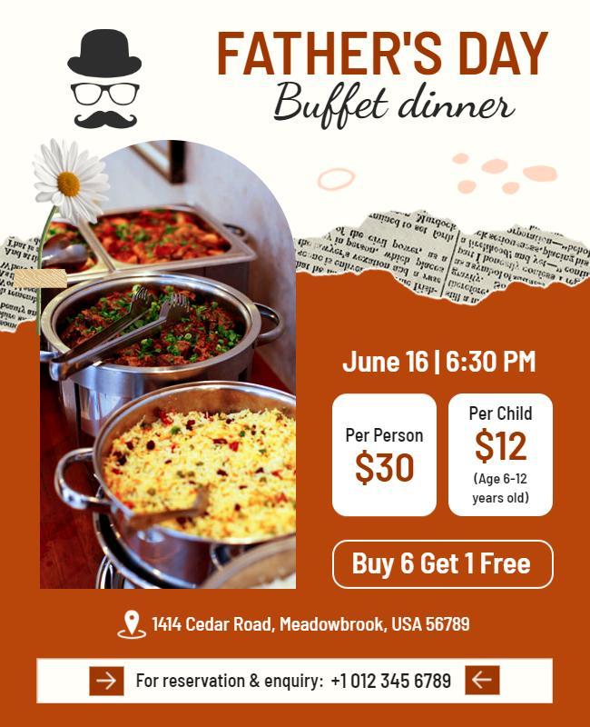 Fathers Day Buffet Dinner Celebration Flyer Template