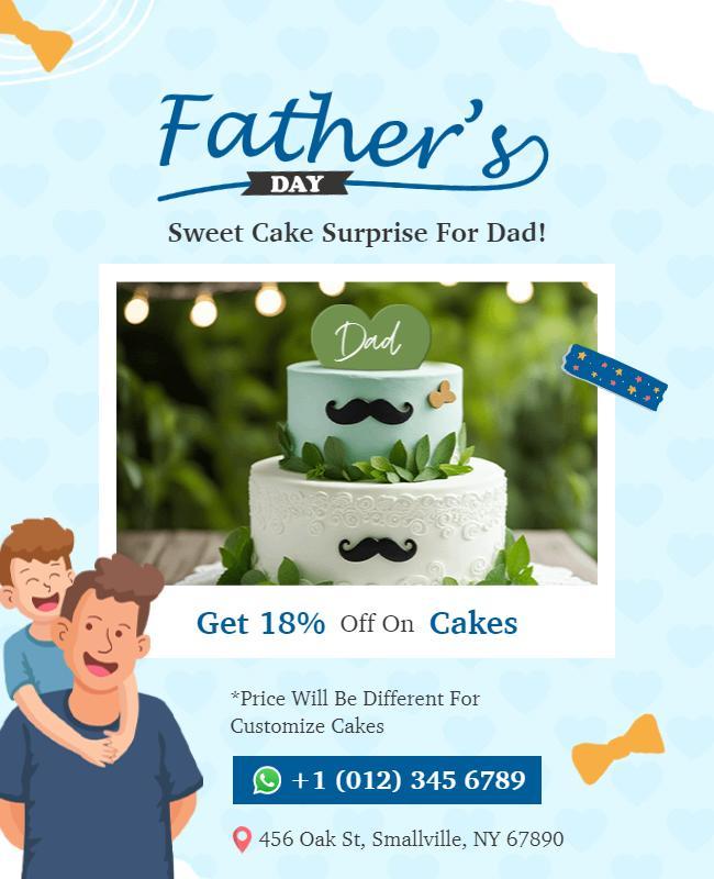 Fathers Day Cake Discount Celebration Flyer Template