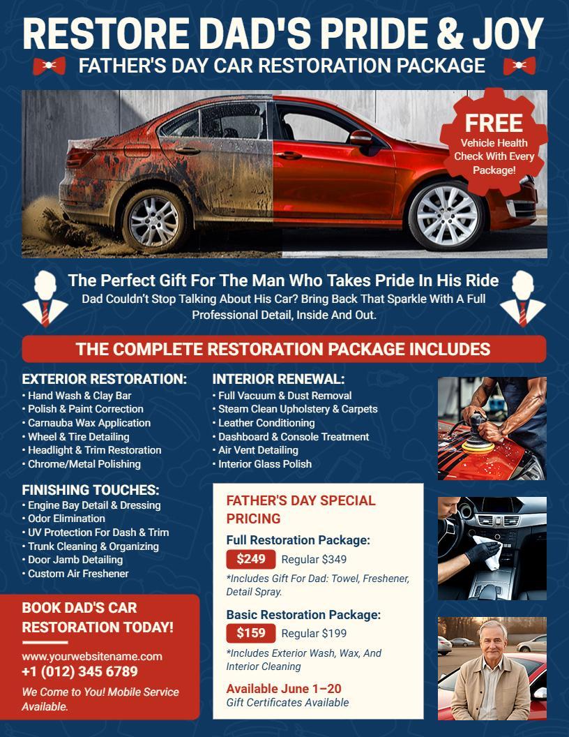 father's day car restoration flyer template