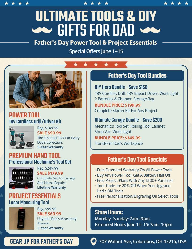 father's day diy tool gift flyer