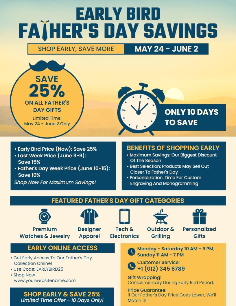 Father's Day Early Bird Offer Flyer Template